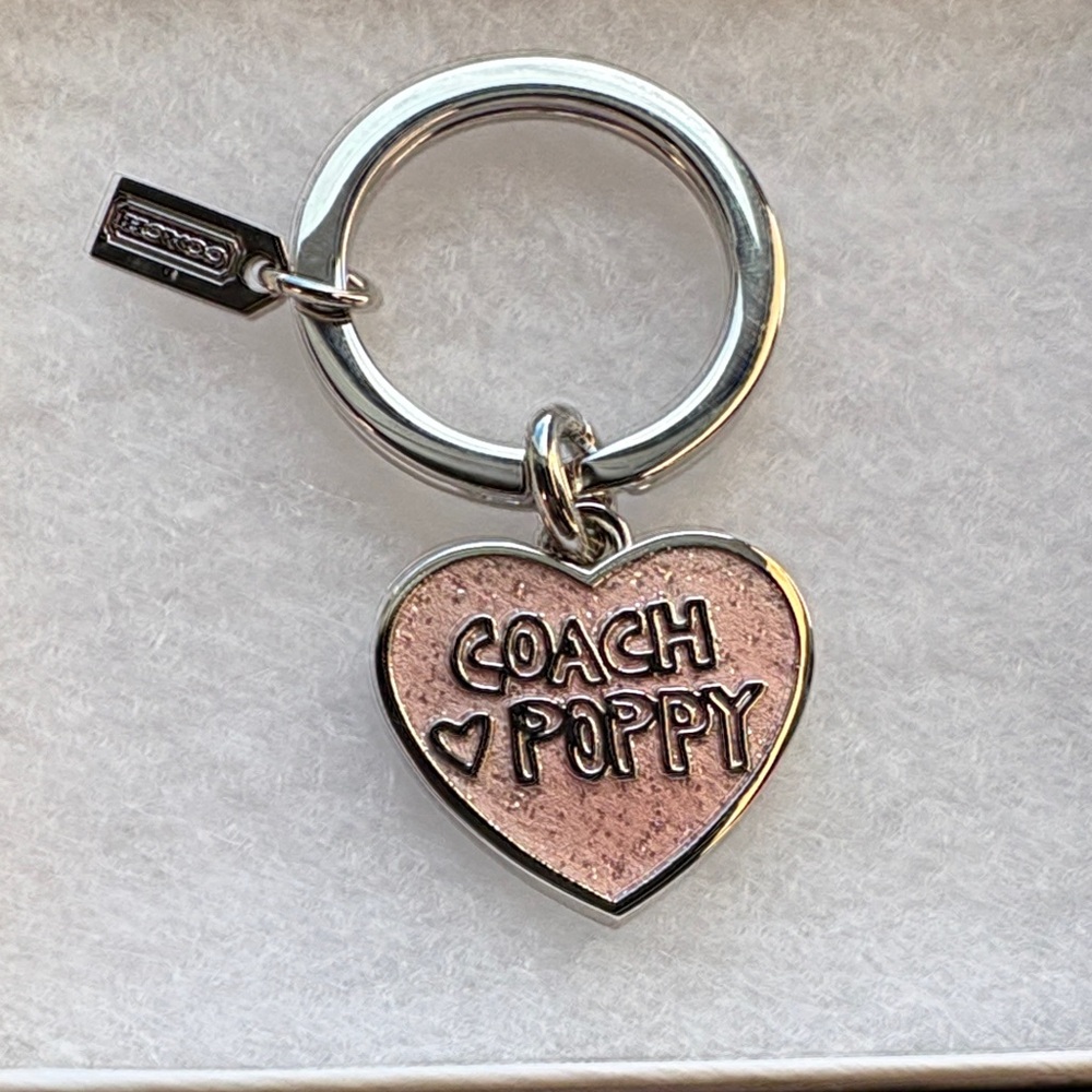 Coach Pink Poppy Heart Keychain